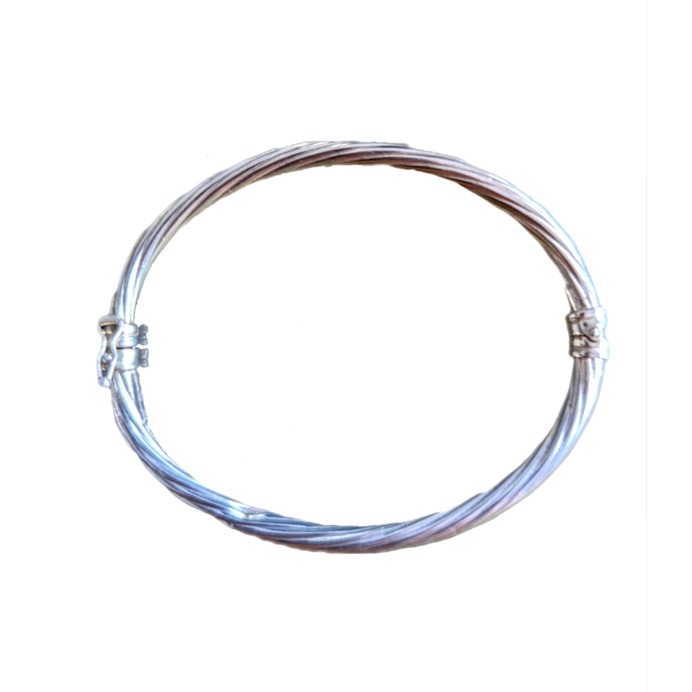 Sterling Silver Twisted Rope Hinged Bracelet